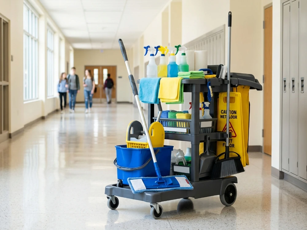 corridoio-scolastico-con-carrello-nero